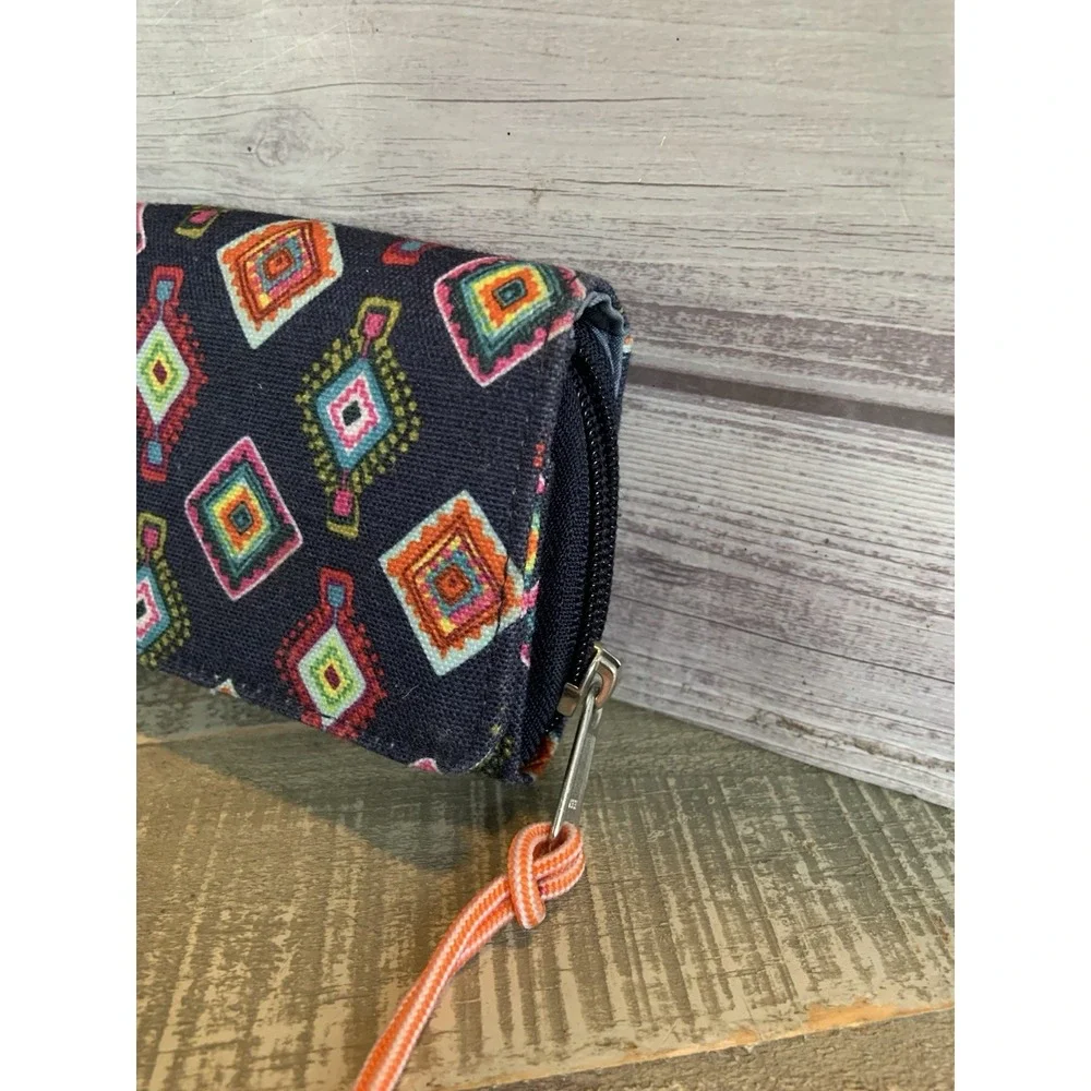 Vera Bradley Provencal Euro Wallet Blue Orange Red Snap ID Wallet Coin‎